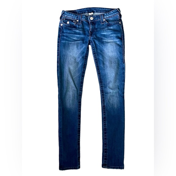 Women’s 26x34 True Religion Becky Rainbow Lovestruck Dark Denim Jeans - Picture 2 of 8